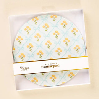 YELLOW ROSE BLUE BOW MOUSE PAD