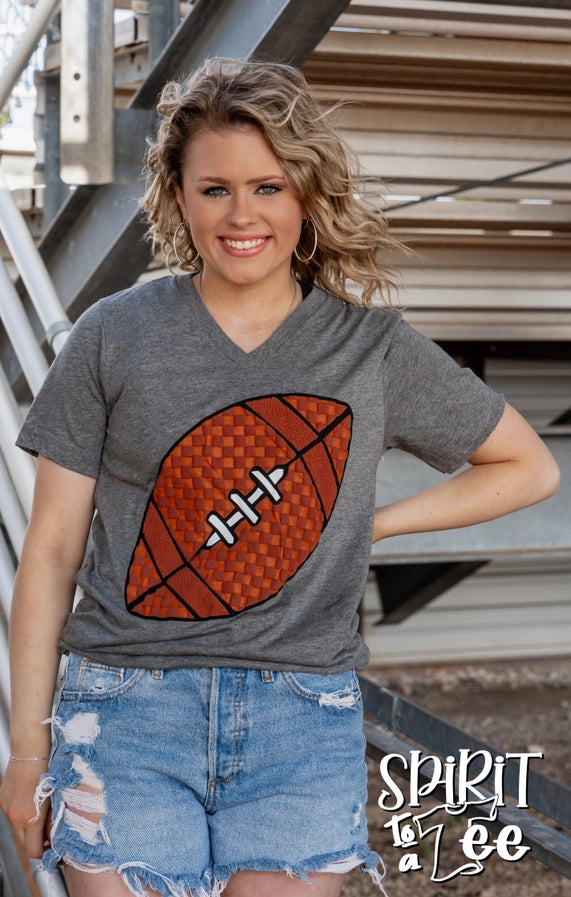 Checkered Puff Football - V-Neck Football Tee