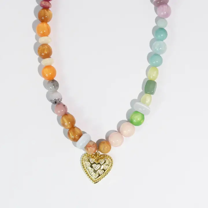 Rainbow Gem Heart Necklace