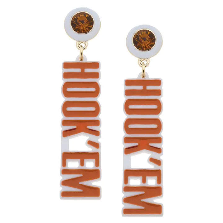 Texas Longhorns Resin Block Letter Earrings in Burnt Orange
