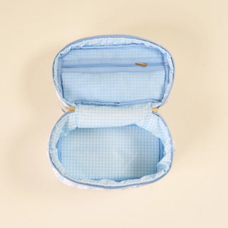 Petal Parade Blue-Glam & Go Quilted Cosmetic Bag