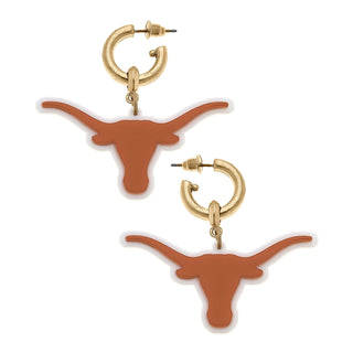 Texas Longhorns Resin Logo Drop Hoop Earrings
