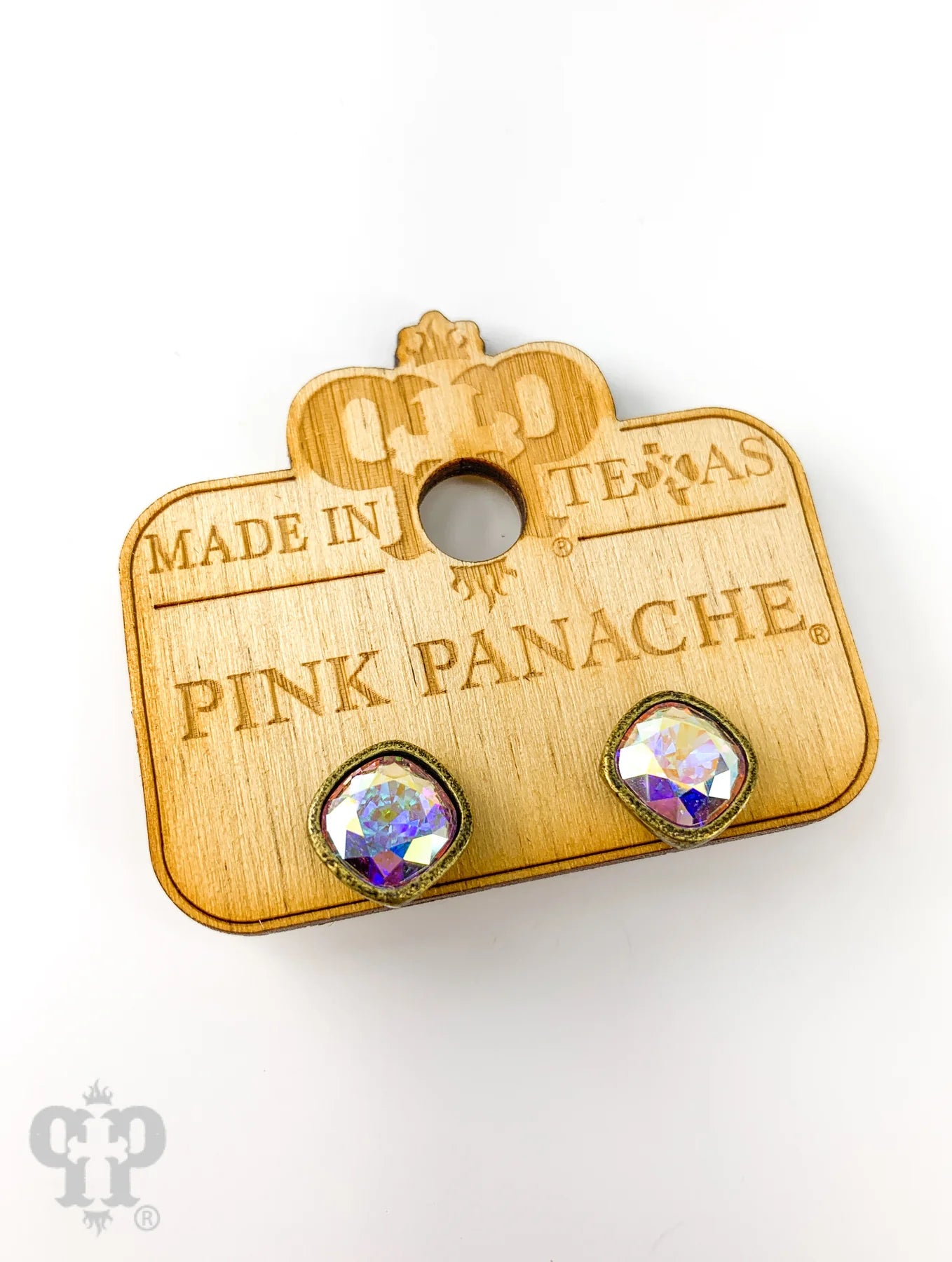 AB bronze small pink panache studs