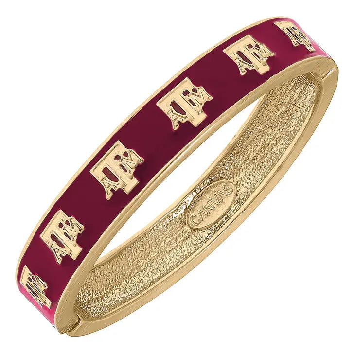 Texas A&M Aggies Enamel Logo Hinge Bangle in Maroon