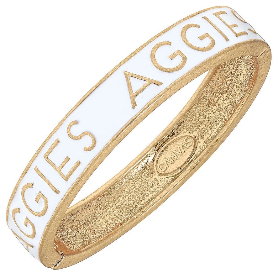 Texas A&M Aggies Enamel Hinge Bangle in White