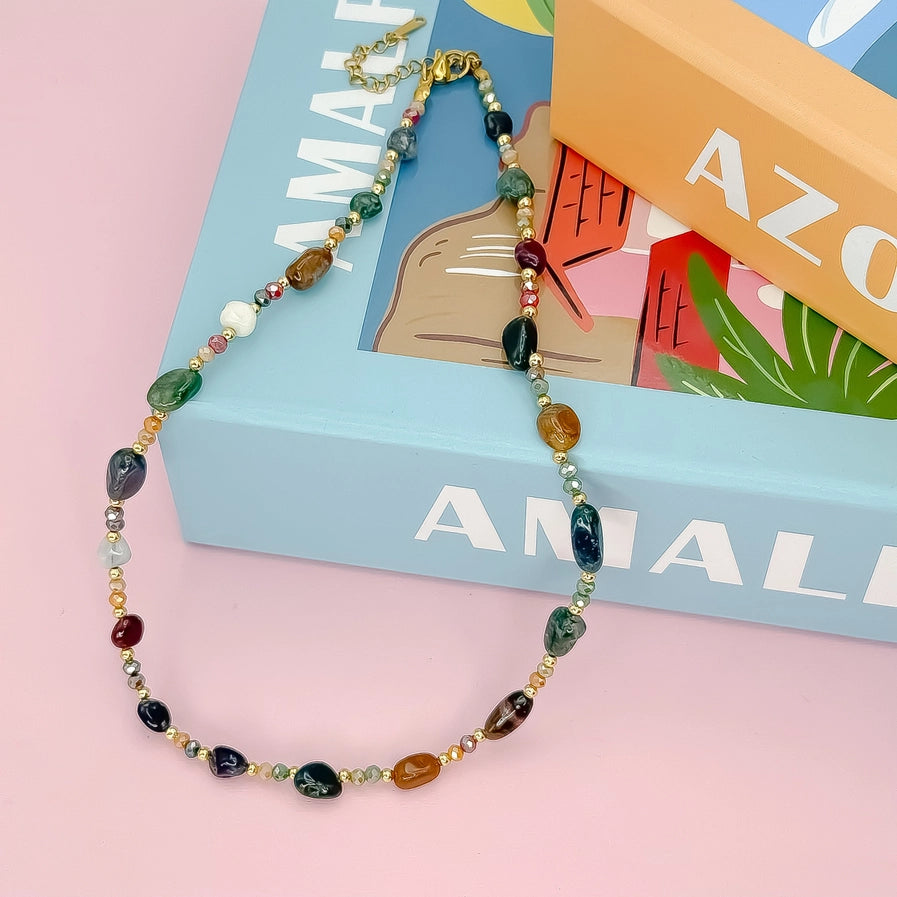 Colors of Autumn Beads Necklace-GREEN