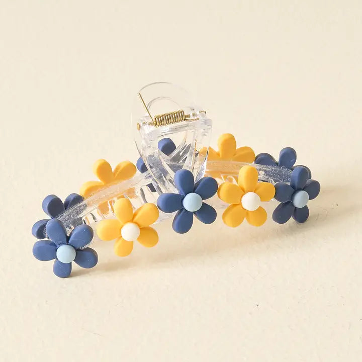 Daisy Claw Clip - Navy Yellow