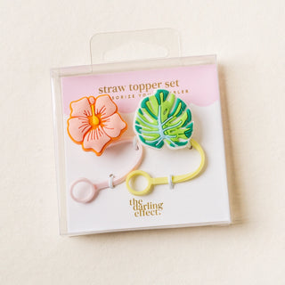 Tropical Hibiscus-Straw Topper Set