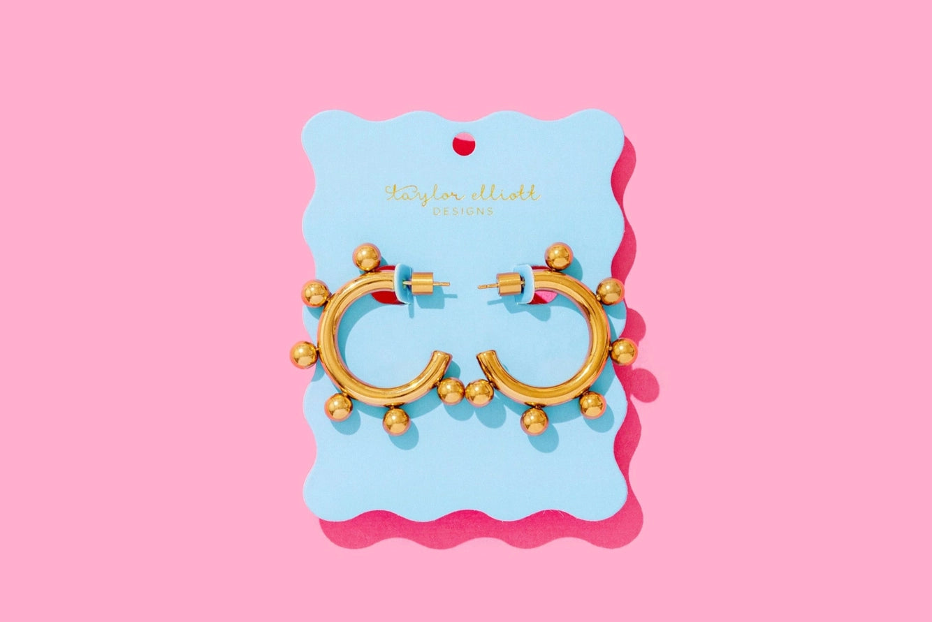 NAOMI Hoop Earrings - Medium - Gold-Plated Balls