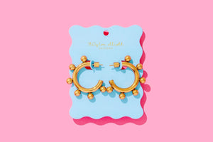 NAOMI Hoop Earrings - Medium - Gold-Plated Balls