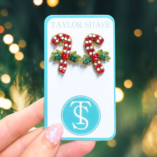 Beaded Candy Cane Stud
