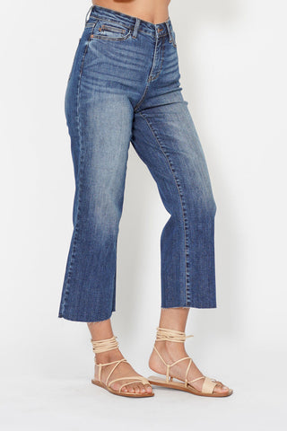 HUDA HW BACK POCKET EMBROIDERY CROP WIDE