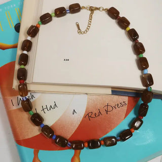 Karson Square Beaded Necklace : Hypoallergenic and Water Resistant