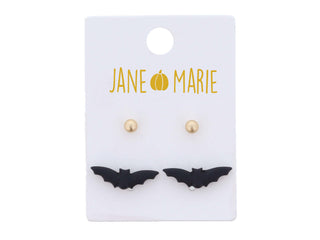 black bats stud earrings