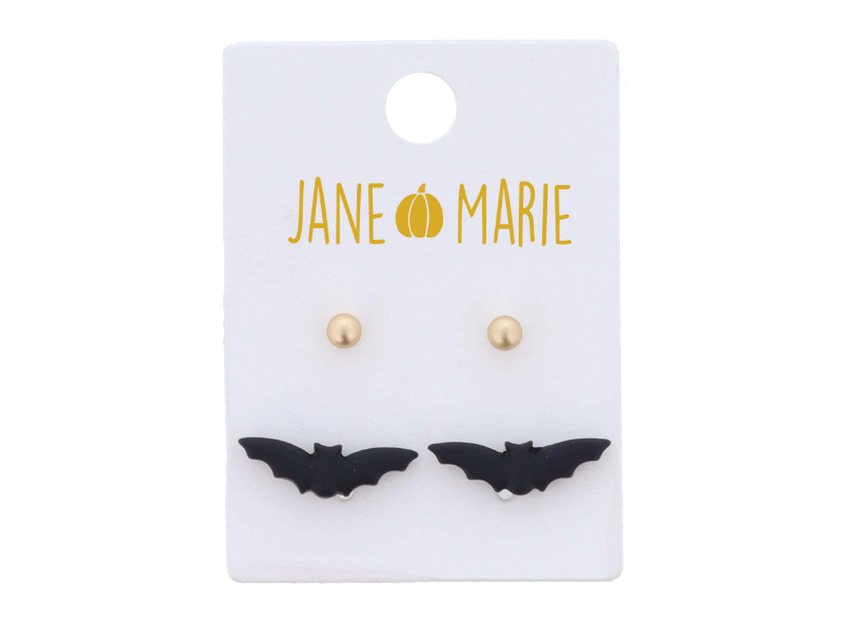 black bats stud earrings