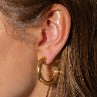 Terry Medium Hoop Earrings - 14K Gold-Plated  E-10