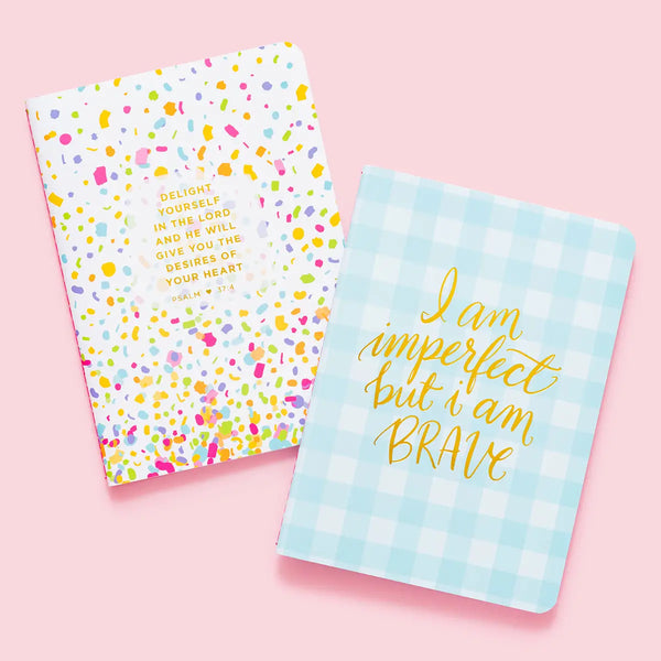 Bible Verse Confetti + Gingham 2 Pc Set Notebook Set Shop
