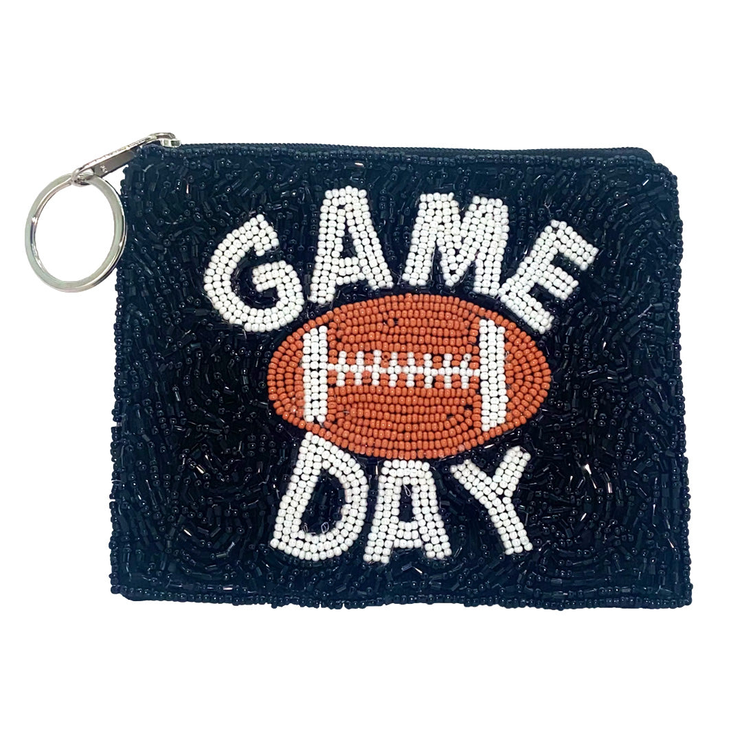 Game Day black classic football coin pouch -La Chic