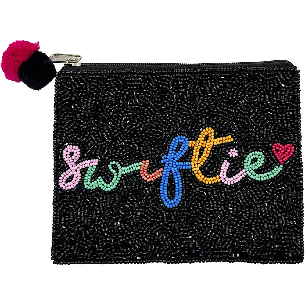 Swiftie Black Beaded Coin Pouch