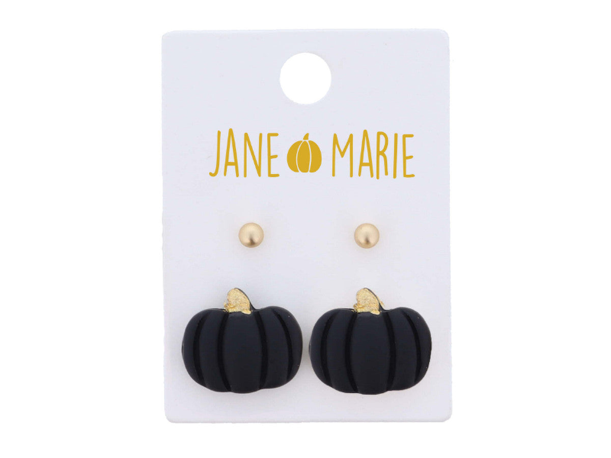 Black pumpkin stud earrings