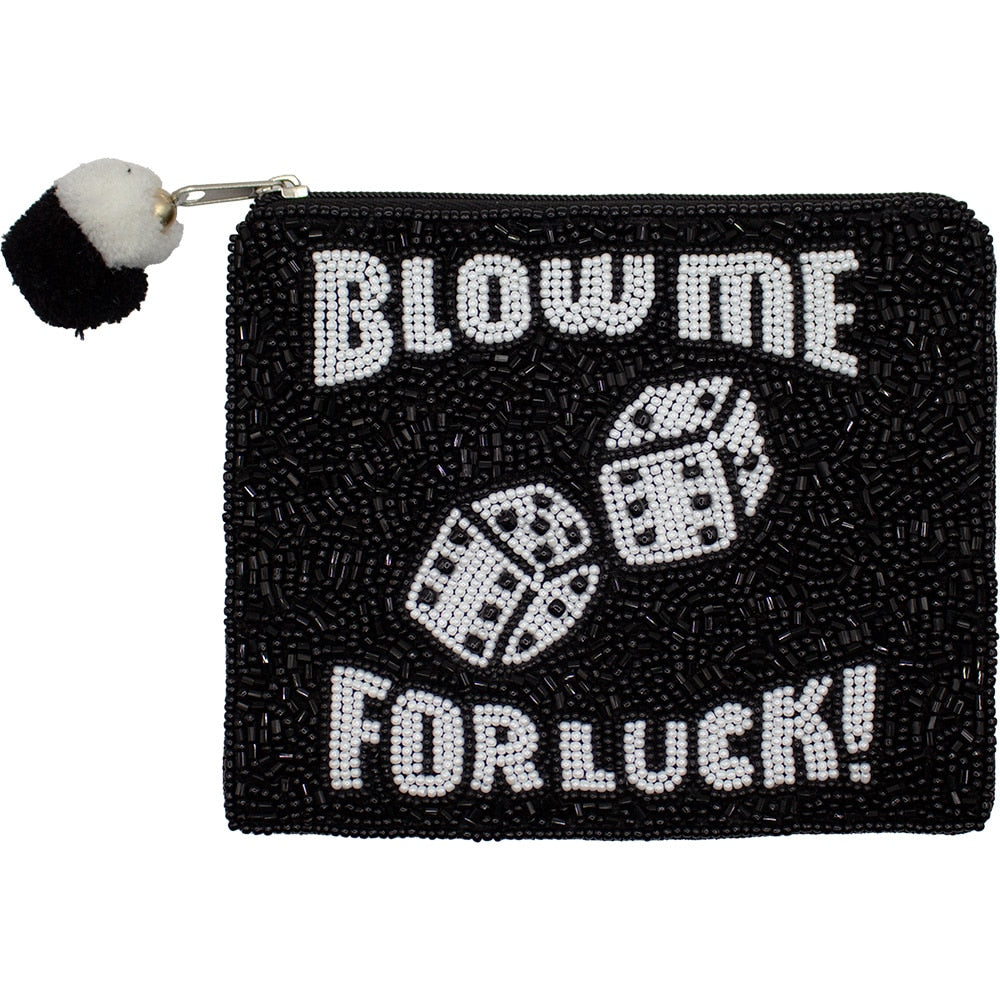 Blow Me For Luck Beaded Coin Pouch