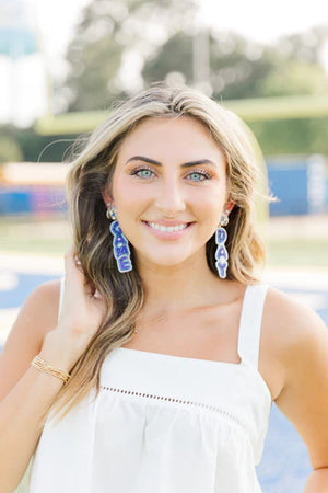 Royal blue " Game Day " drop earrings