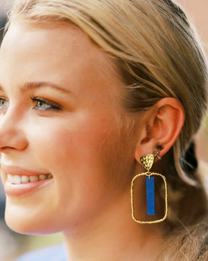 Royal blue glitter stick hoops taylor shaye earring