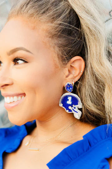 Royal blue football helmet taylor shaye earrings