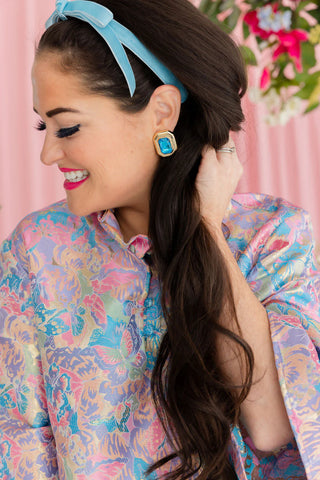 BLUE JEWELED STUDS