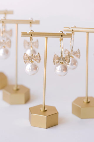 Bow Tie Pearl Statement Earrings