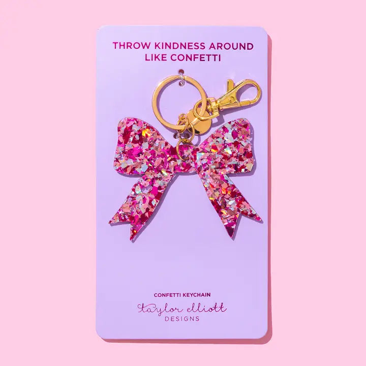 Keychain - Bow - Pink Confetti