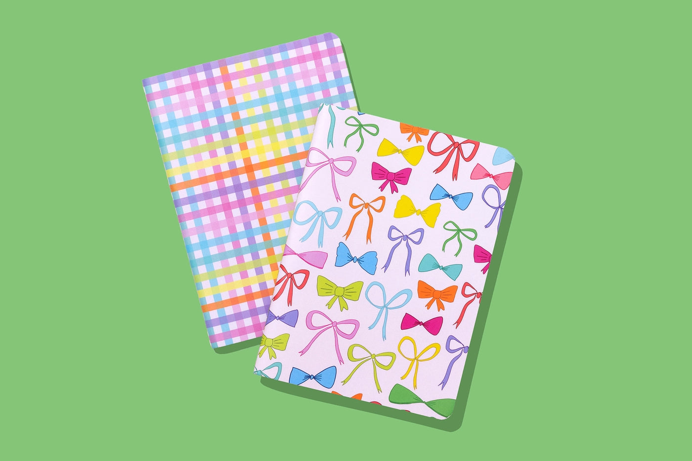 Notebook Set - Colorful Bows + Colorful Gingham - 2 Pc Set