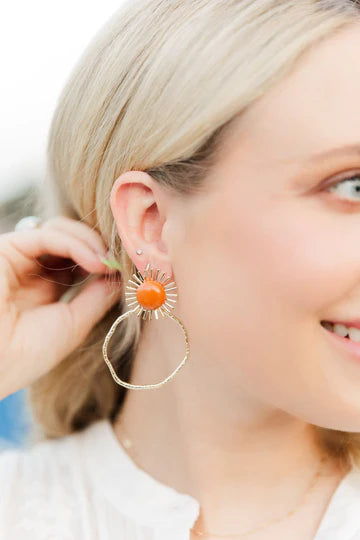 Burnt Orange- Gameday Sunburst Hoop earrings Taylor Shaye