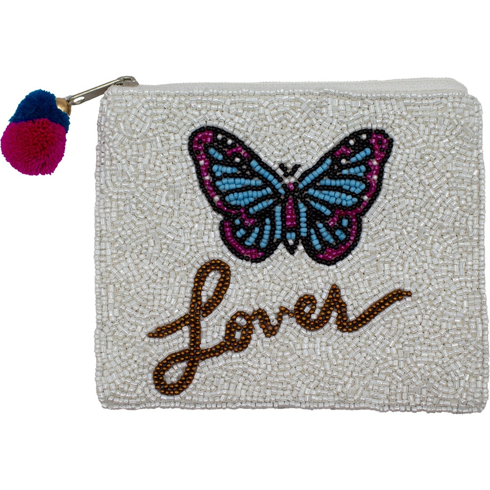 Butterfly Lover Beaded Coin Pouch