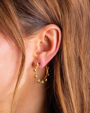 Dottie-Hoop Earrings - Medium - Gold-Plated w/ Round Balls