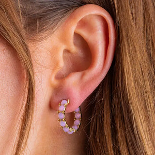 Brooke-Hoop Earrings - Small - Gold-Plated w/ Opals