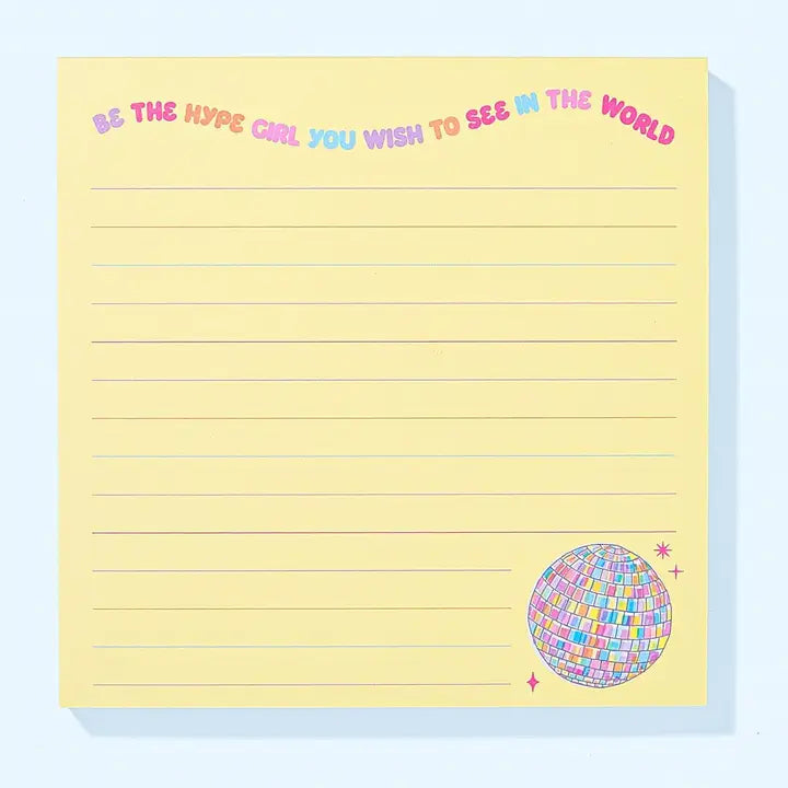 Square Notepad - Disco Ball - "Be the Hype Girl..." - Elise