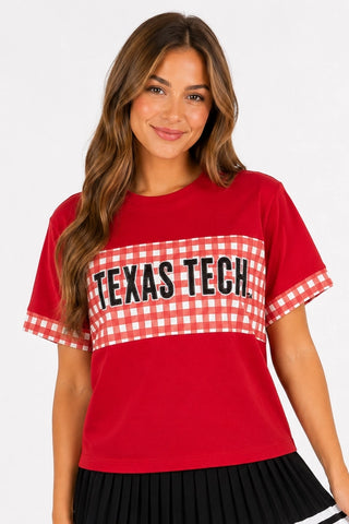 Texas Tech Gingham Color Block T-Shirt