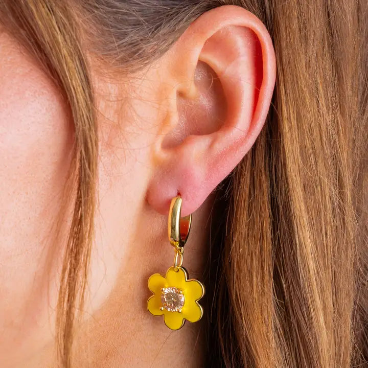 Lucy Huggies Earrings - Flowers YELLOW