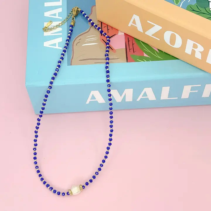 Glowy Bean Necklace- BLUE