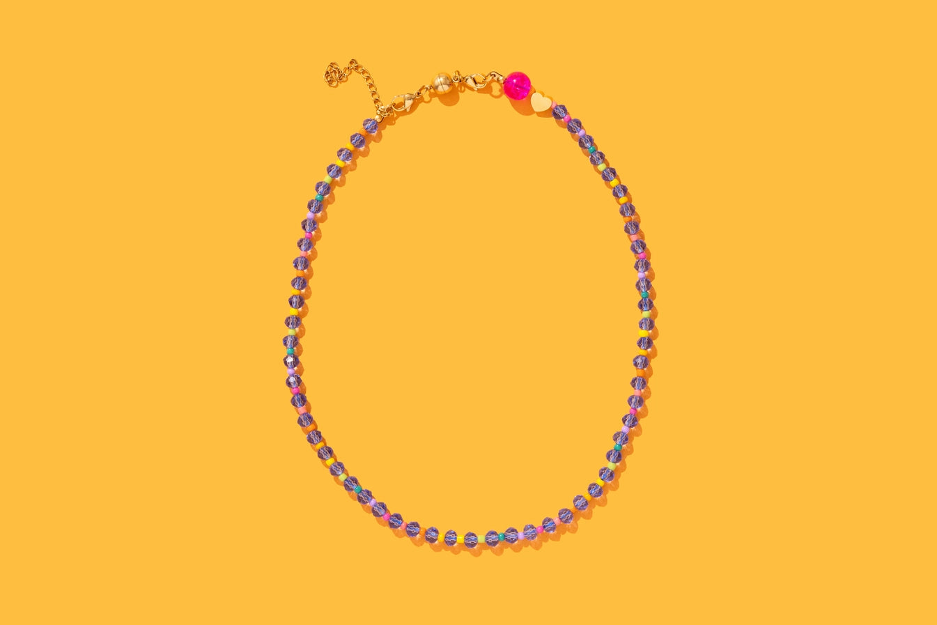 Beaded Necklace - Blue + Multi-Colored - Camille