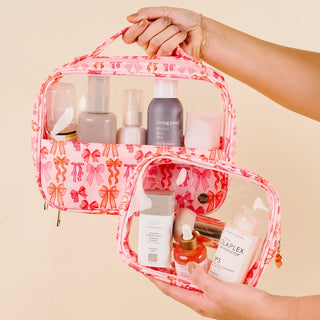 Blushing Bows-Clearly Chic Cosmetic Bag Set