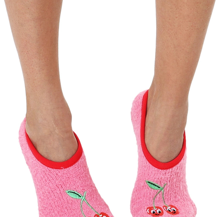 Fuzzy Cherry Slipper socks