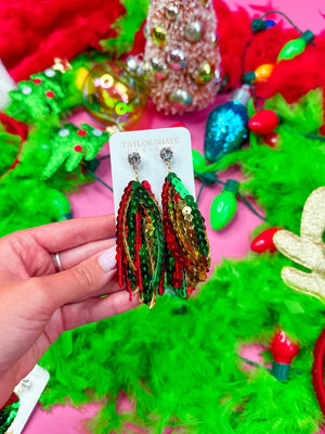 CHRISTMAS SEQUIN TASSEL EARRINGS