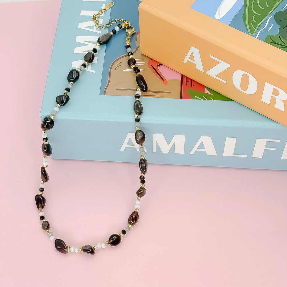 Colors of Autumn Beads Necklace-black