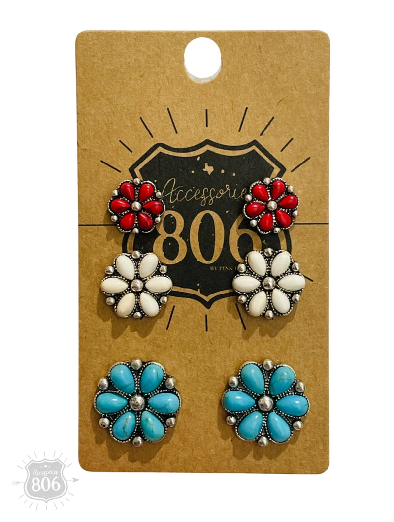 CONCHO FLOWER EARRING SET 806-E341