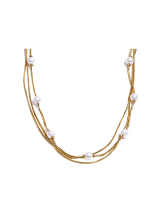 Ivy Pearl Three Layer Necklace : Hypoallergenic and Water Resistant