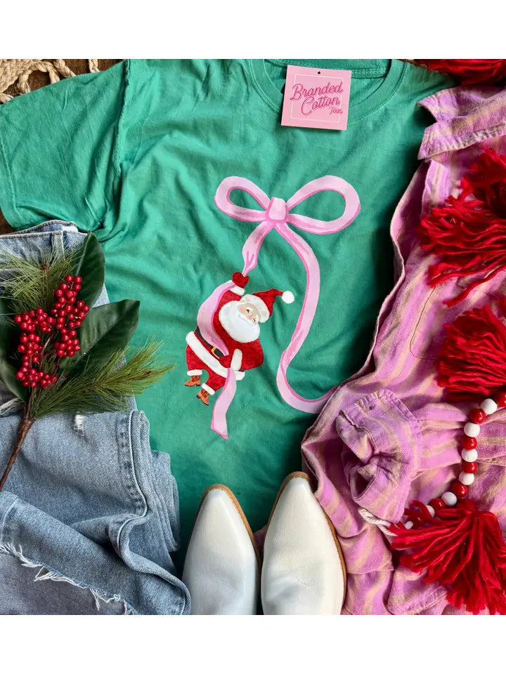 BOW HANGING SANTA TEE