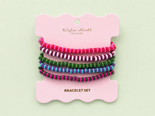 Leah Jewel Tones Enamel Stretch Bracelets - Striped B-147