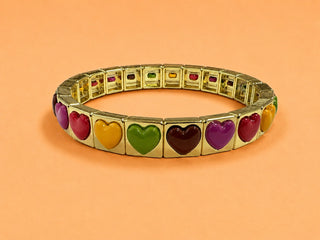 Hartley Colorful Gold-Enamel Stretch Bracelet - Autumn / Fall B124